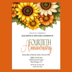Pretty Sunflowers 40th Anniversary Invitation