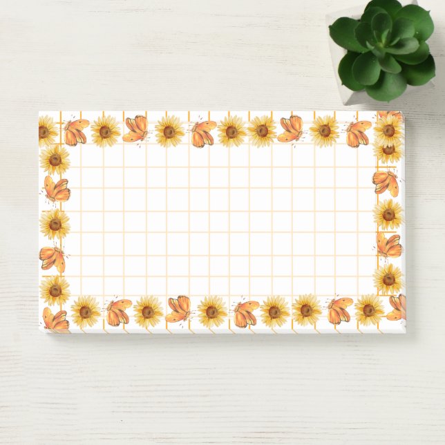 Pretty sunflowers butterflies Modern pattern Post-it Notes (Office)