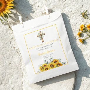 Pretty Sunflowers & Cross Funeral Seed Packet Favour Bags