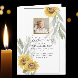 Pretty Sunflowers Photo Order of Service Funeral Programme