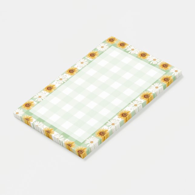 Pretty sunflowers Scottish Trendy Green Yellow Post-it Notes (Angled)