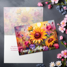 Pretty Sunflowers with Colourful Flowers Birthday