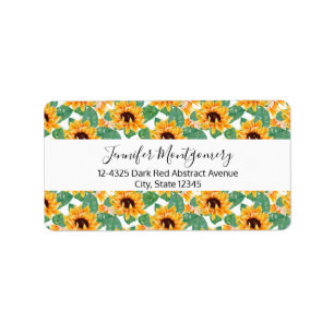 Pretty Sunflowers Yellow & Green Pattern Label
