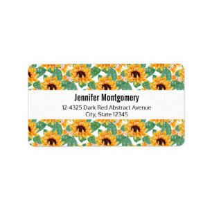 Pretty Sunflowers Yellow & Green Pattern Label