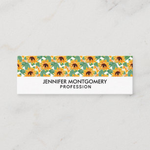 Pretty Sunflowers Yellow & Green Pattern Mini Business Card