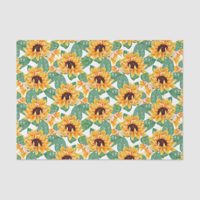 Pretty Sunflowers Yellow & Green Pattern Tissue Paper (Front)