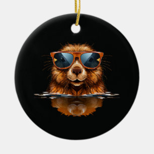Pretty Sunglasses Animals for Beavers Costume Boys Ceramic Tree Decoration