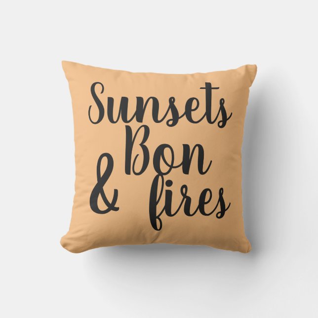pretty SUNSETS & BONFIRES lettering | Cushion (Front)