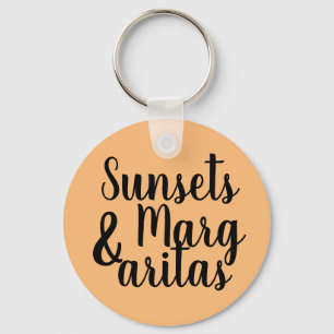 pretty SUNSETS & MARGARITAS lettering   Key Ring