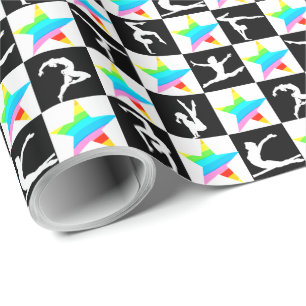 PRETTY SUPER STAR GYMNASTICS WRAPPING PAPER