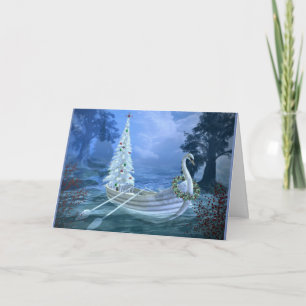 Pretty Swam Christrmas Greeting Card