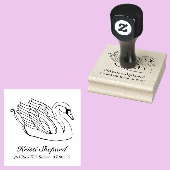 Pretty Swan Name Address Rubber Stamp (Creator Uploaded)