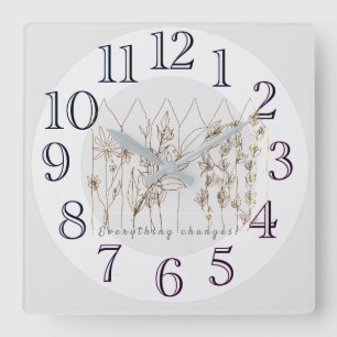 Pretty Sweet Garden Flowers Art Square Wall Clock