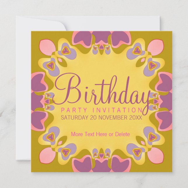 Pretty Sweet Pastels Birthday Party Invitation (Front)