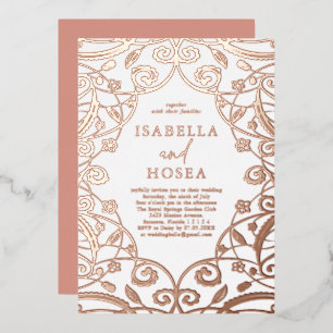 Pretty Sweet Rose Gold Floral Lace Wedding