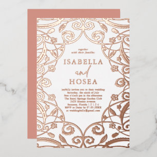 Pretty Sweet Rose Gold Floral Lace Wedding