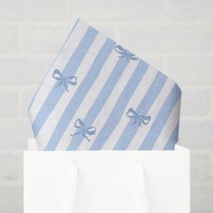 Pretty sweet Shabby chic blue stripes Bows Tissue Paper
