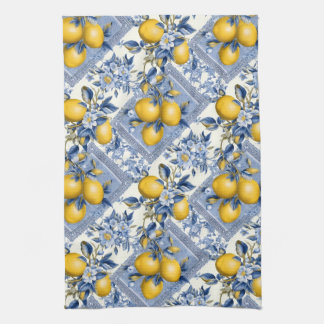 Pretty Talavera Tile All-Over Print Lemons Tea Towel