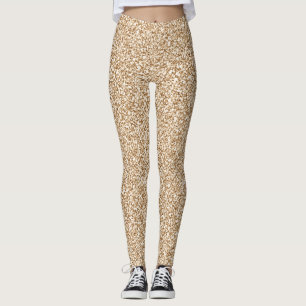 Pretty Tan Glittery Look Leggings