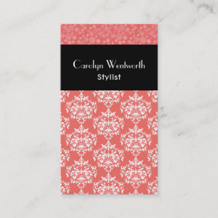 Pretty Tangerine Damask Business Card