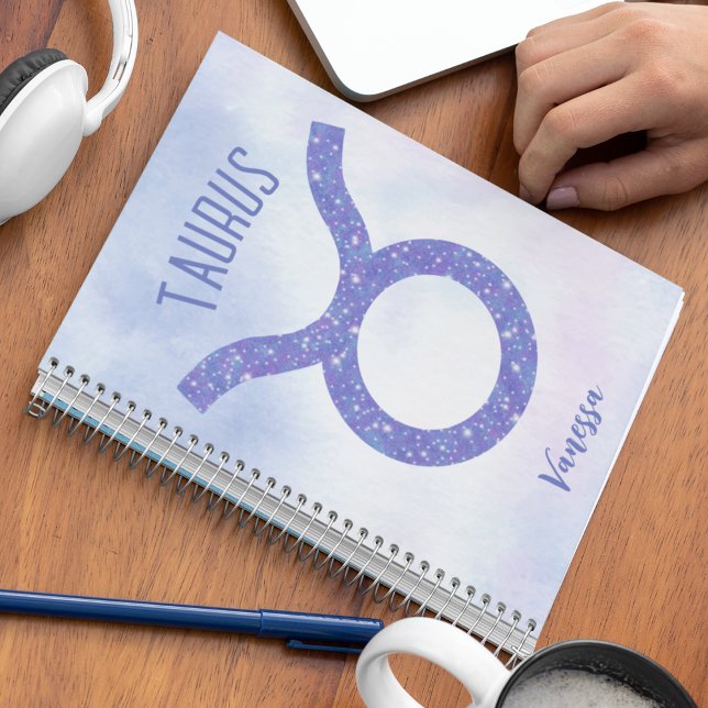 Pretty Taurus Astrology Sign Personalised Purple Notebook (Creator Uploaded)
