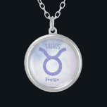 Pretty Taurus Astrology Sign Personalised Purple Silver Plated Necklace<br><div class="desc">This pretty,  personalised purple and lavender Taurus necklace features your astrological sign from the Zodiac in a beautiful sparkle like the constellations. Customise this cute gift with your name in beautiful cursive script for someone with a late April or early May birthday.</div>