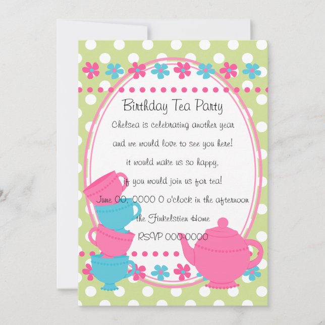 Pretty Tea Party Invitation (Front)