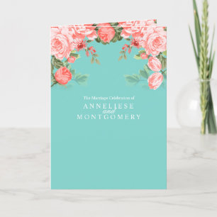 Pretty Teal and Coral Floral Design - Program Programme