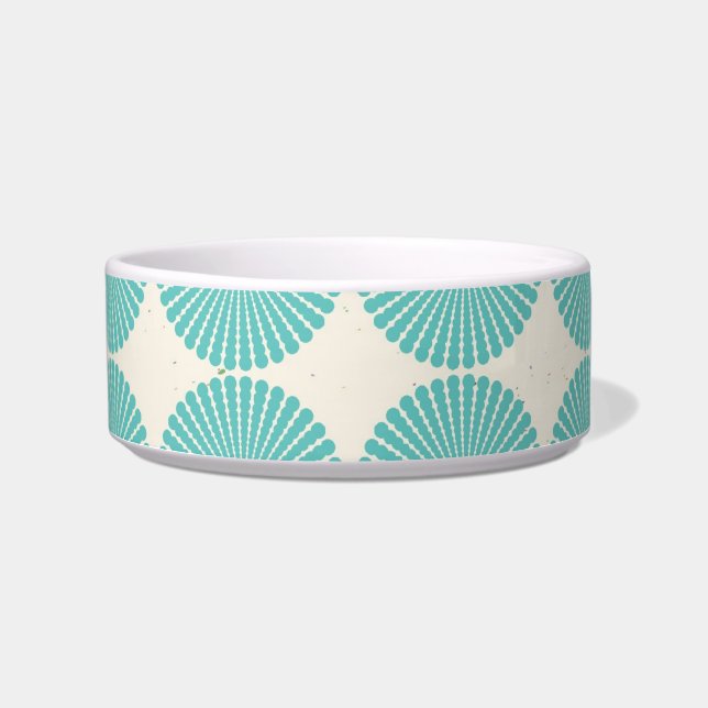 Pretty Teal Aqua Turquoise Blue Circles Discs Bowl (Front)