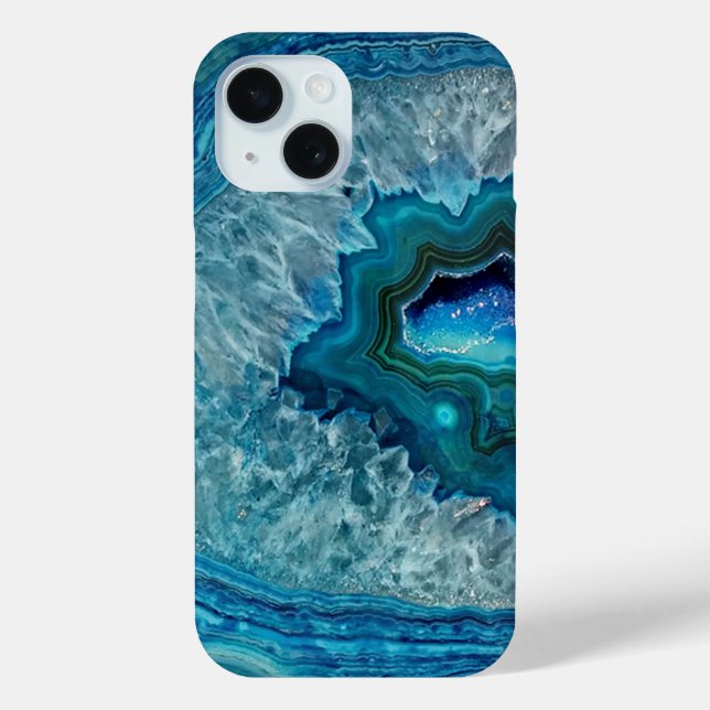 Pretty Teal Aqua Turquoise Geode Rock Pattern Case-Mate iPhone Case (Back)