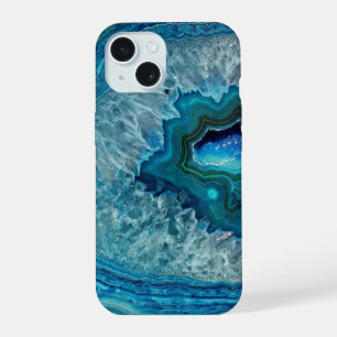 Pretty Teal Aqua Turquoise Geode Rock Pattern iPhone 15 Case
