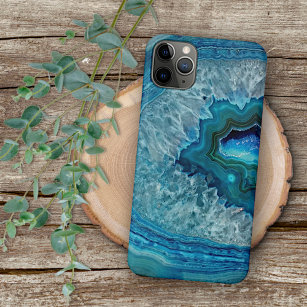 Pretty Teal Blue Aqua Turquoise Geode Rock Pattern iPhone 11Pro Max Case