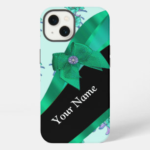 Pretty teal green vintage floral pattern iPhone 13 case