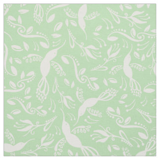 Pretty Teal Mint Green Hummingbirds Colibri Birds Fabric