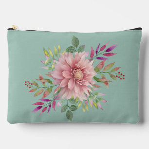 Pretty Teal & Pink Floral Cosmetic Bag