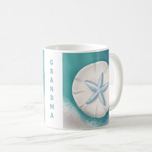 Pretty Teal Starfish Personalised Beachy Coffee Mug