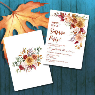 Pretty Terracotta Fall Floral Surprise Birthday Invitation