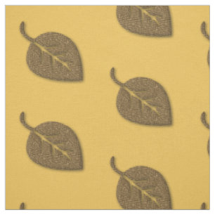 Pretty Textured Golden Leaf Pattern Fabric