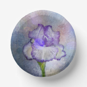 Pretty Textured Iris Paper Plate