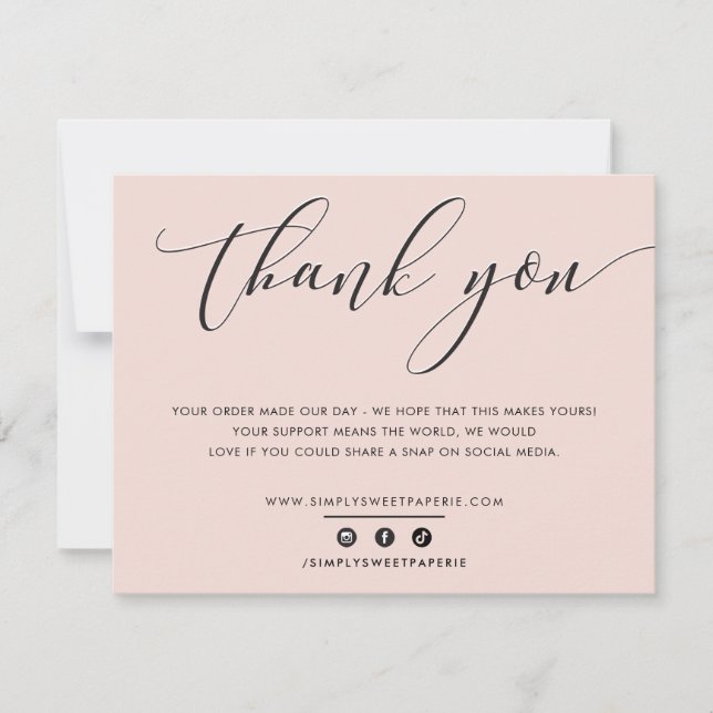 PRETTY THANK YOU elegant business blush pink  (Front)