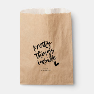 Pretty Things Inside, Modern Script Custom Favour Bags