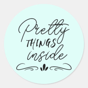 Pretty Things Inside Pale Mint Green Round Sticker