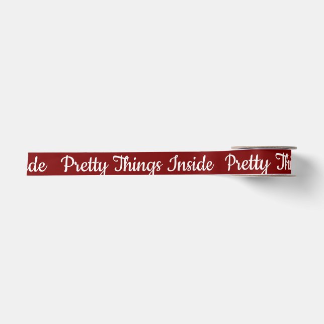 Pretty Things Inside Personalised Text And Logo  Satin Ribbon (Front)