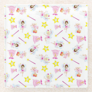 Pretty Tooth Fairy Magic Wand White Teeth Glass Coaster