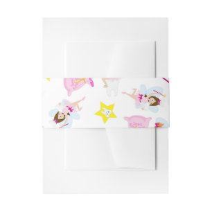 Pretty Tooth Fairy Magic Wand White Teeth Yellow Invitation Belly Band
