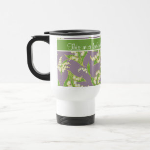 Pretty Travel Mug: Lilies of the Valley, Mauve Mug