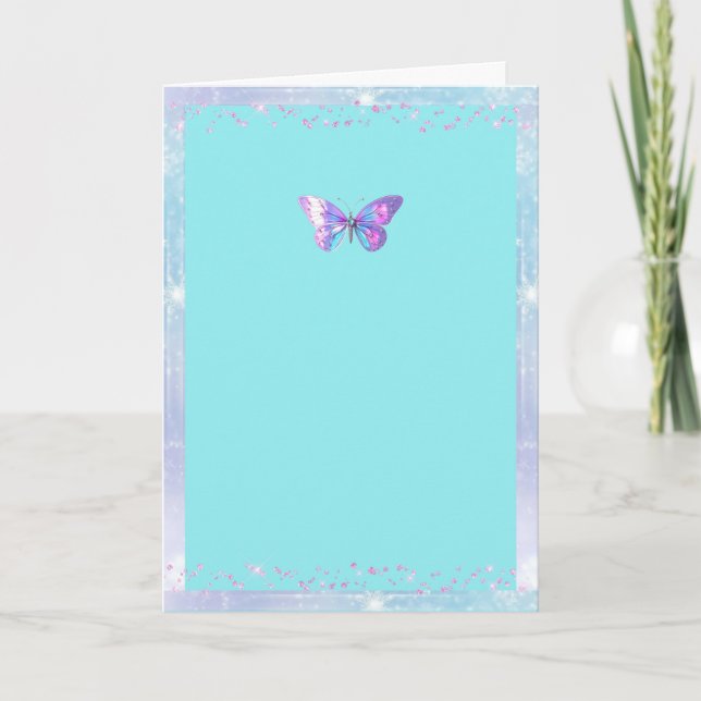Pretty Trendy Butterfly Folded Birthday Card (Front)