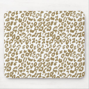 Pretty trendy faux gold glitter leopard print mouse pad