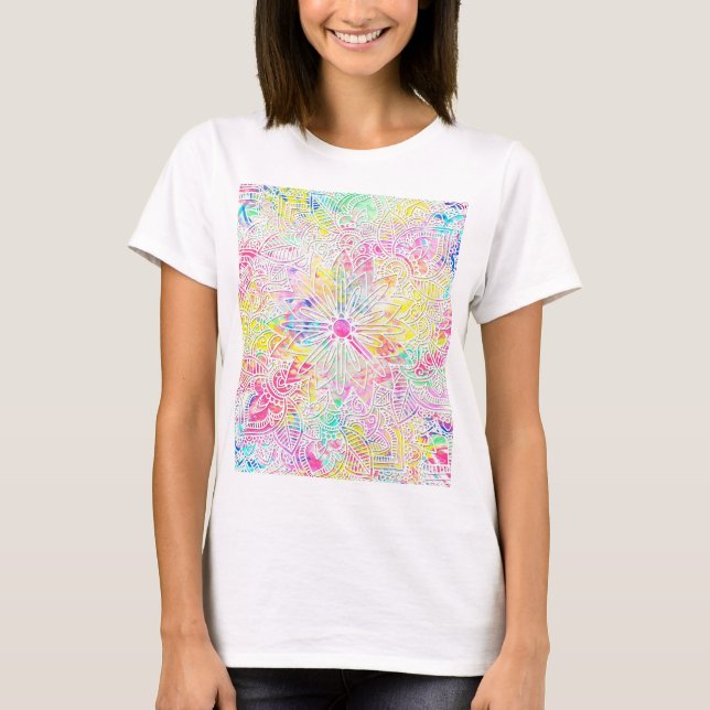 Pretty trendy floral hand drawn henna pattern T-Shirt (Front)