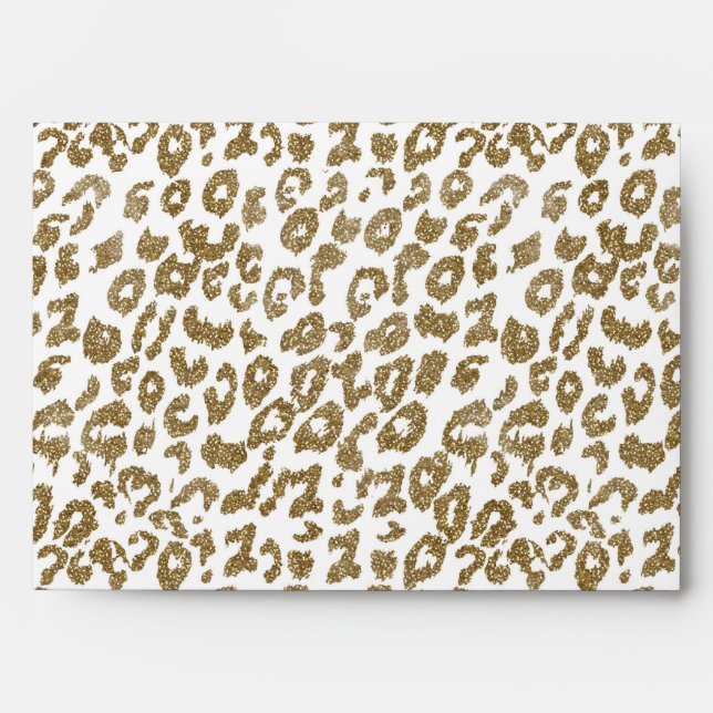 Pretty Trendy Leopard Print Gold Glitter Envelope (Front)